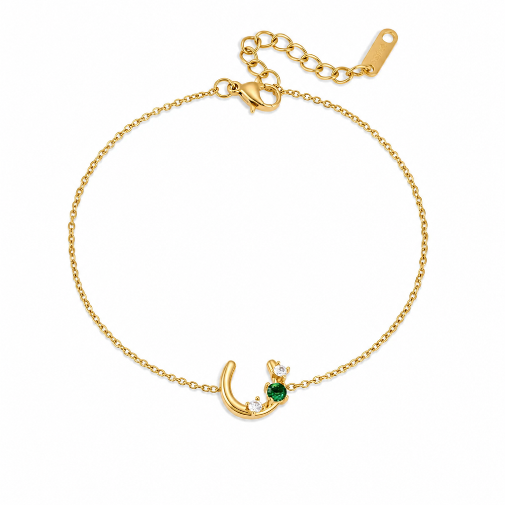 Giselle Emerald Crescent Bracelet