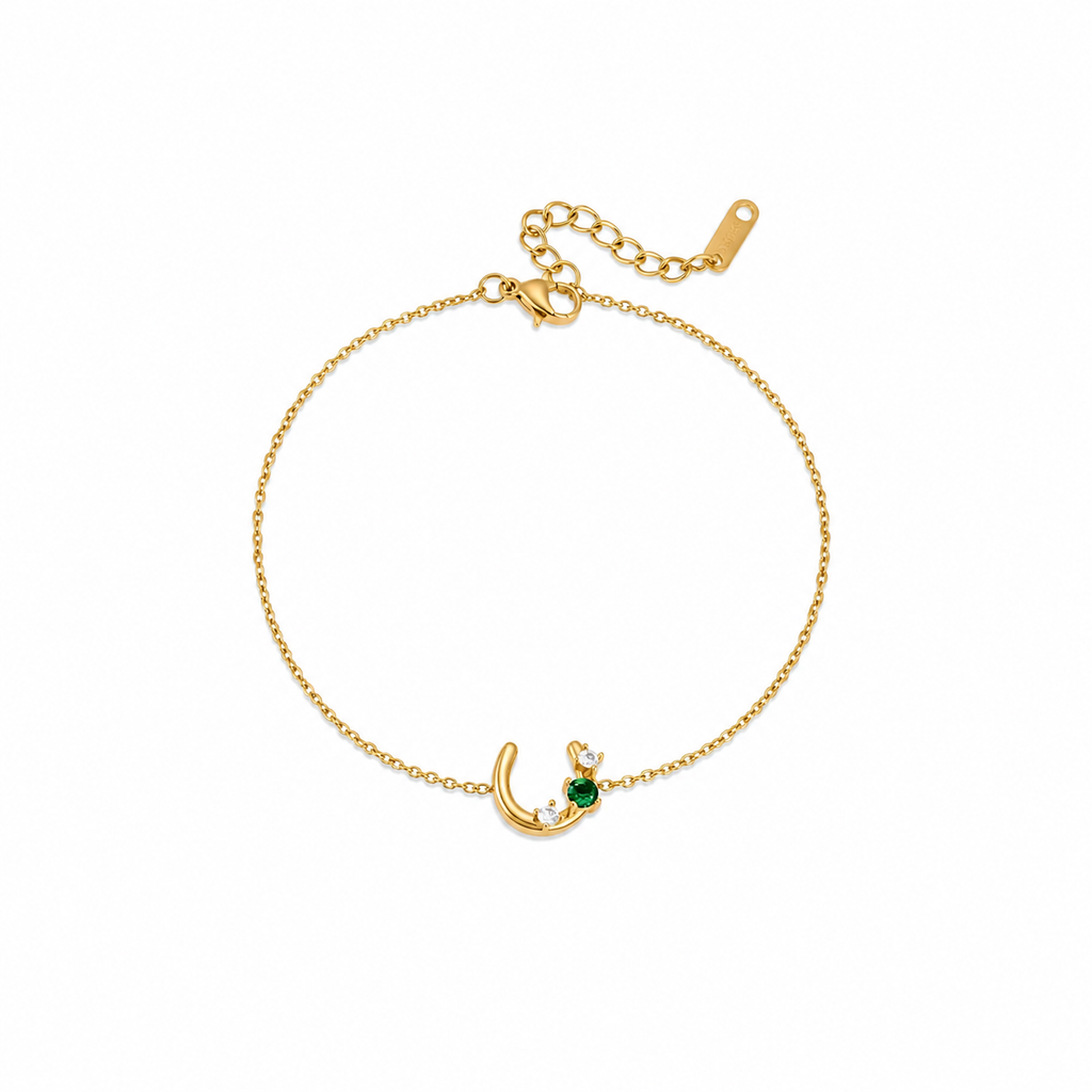 Giselle Emerald Crescent Bracelet