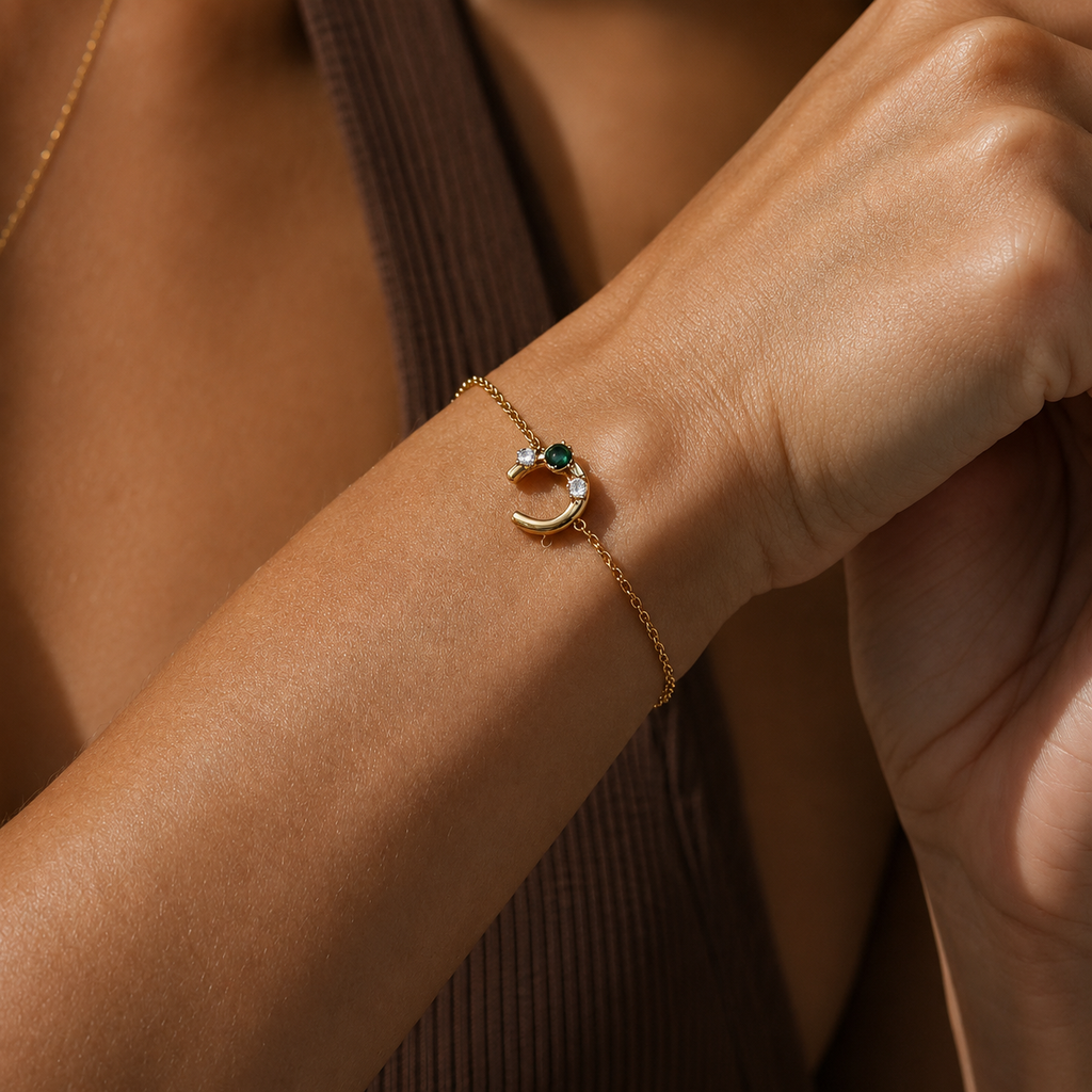 Giselle Emerald Crescent Bracelet