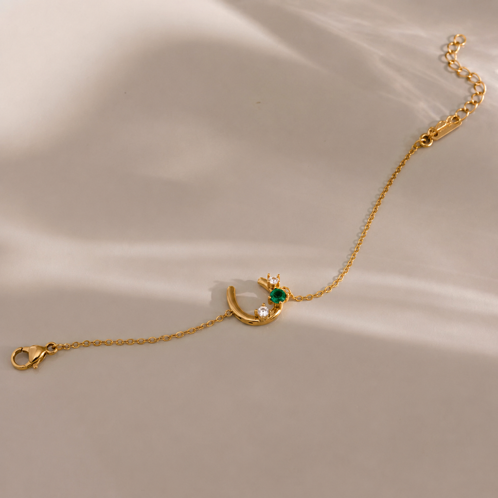 Giselle Emerald Crescent Bracelet