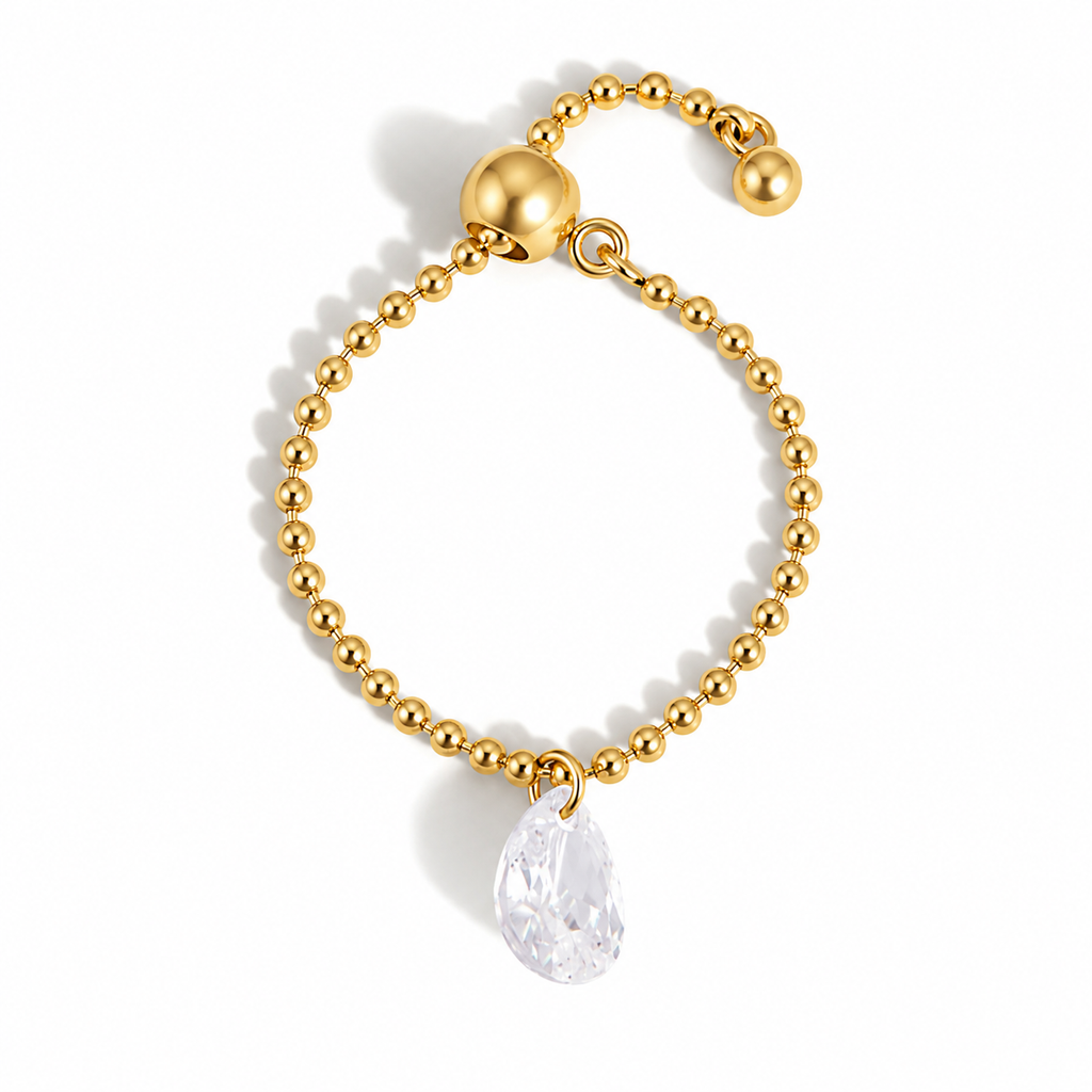 Rosalie Pear Drop Slider Adjustable Ring