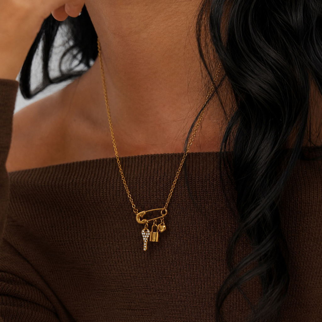Elara Lock Charm Necklace