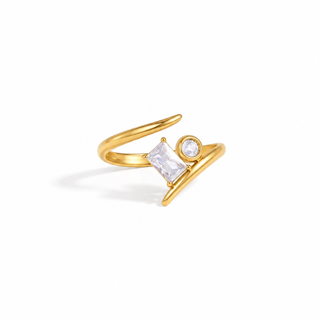 Aurelia Geometric CZ Adjustable Ring