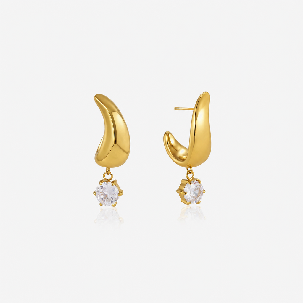 Noémie Sculpted Gold Drop Earrings
