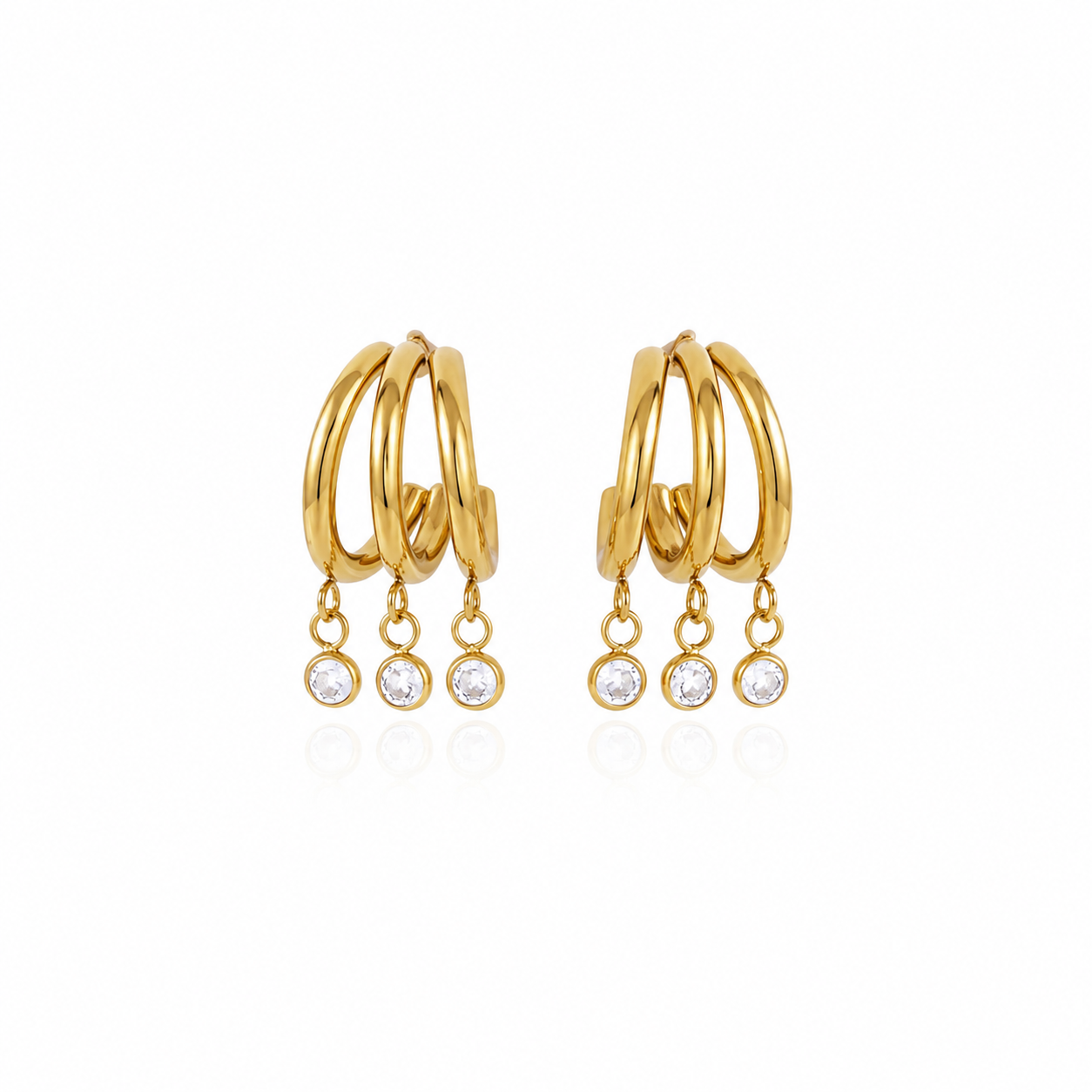 Sienna Triple Hoop CZ Drop Earrings