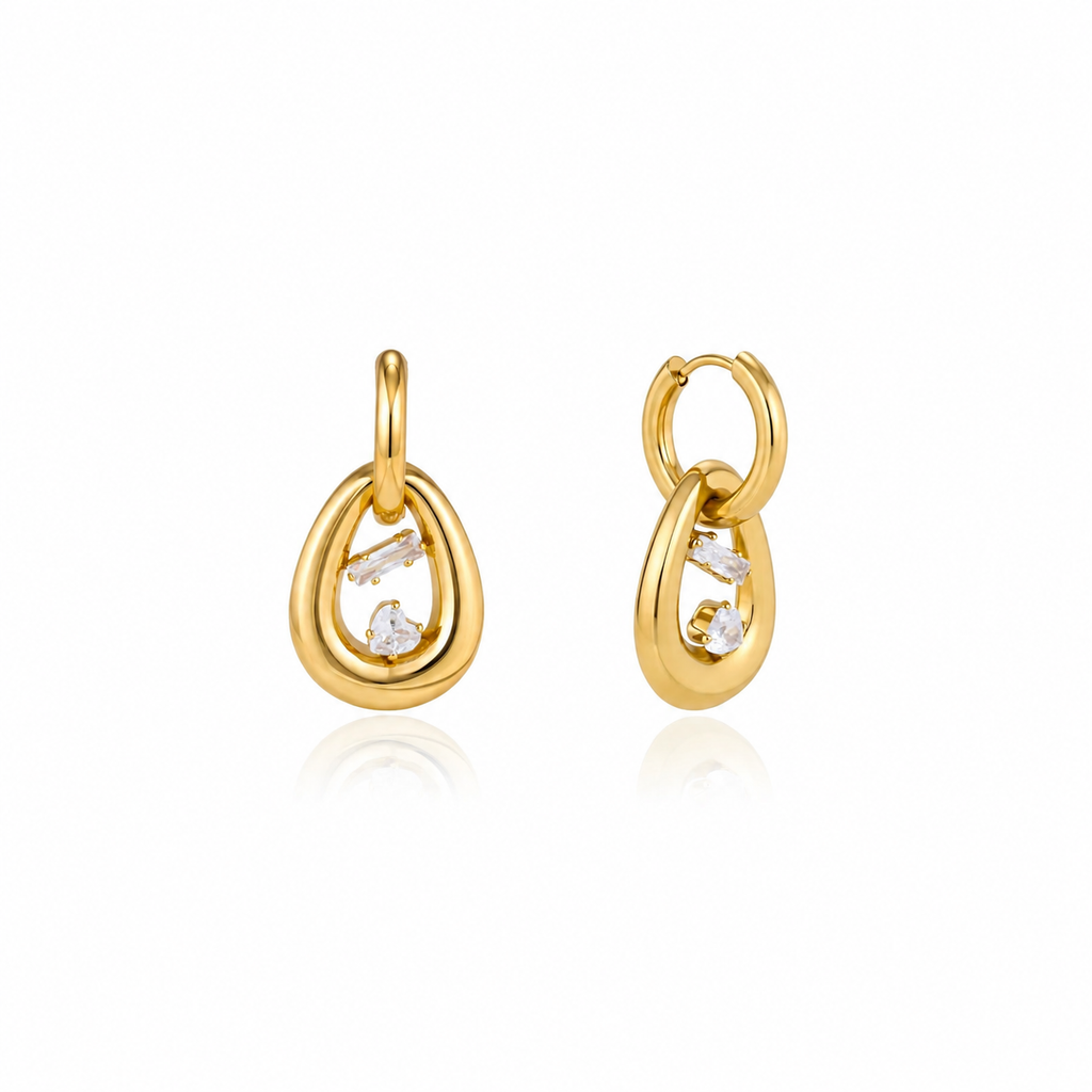 Vivienne Teardrop CZ Charm Earrings