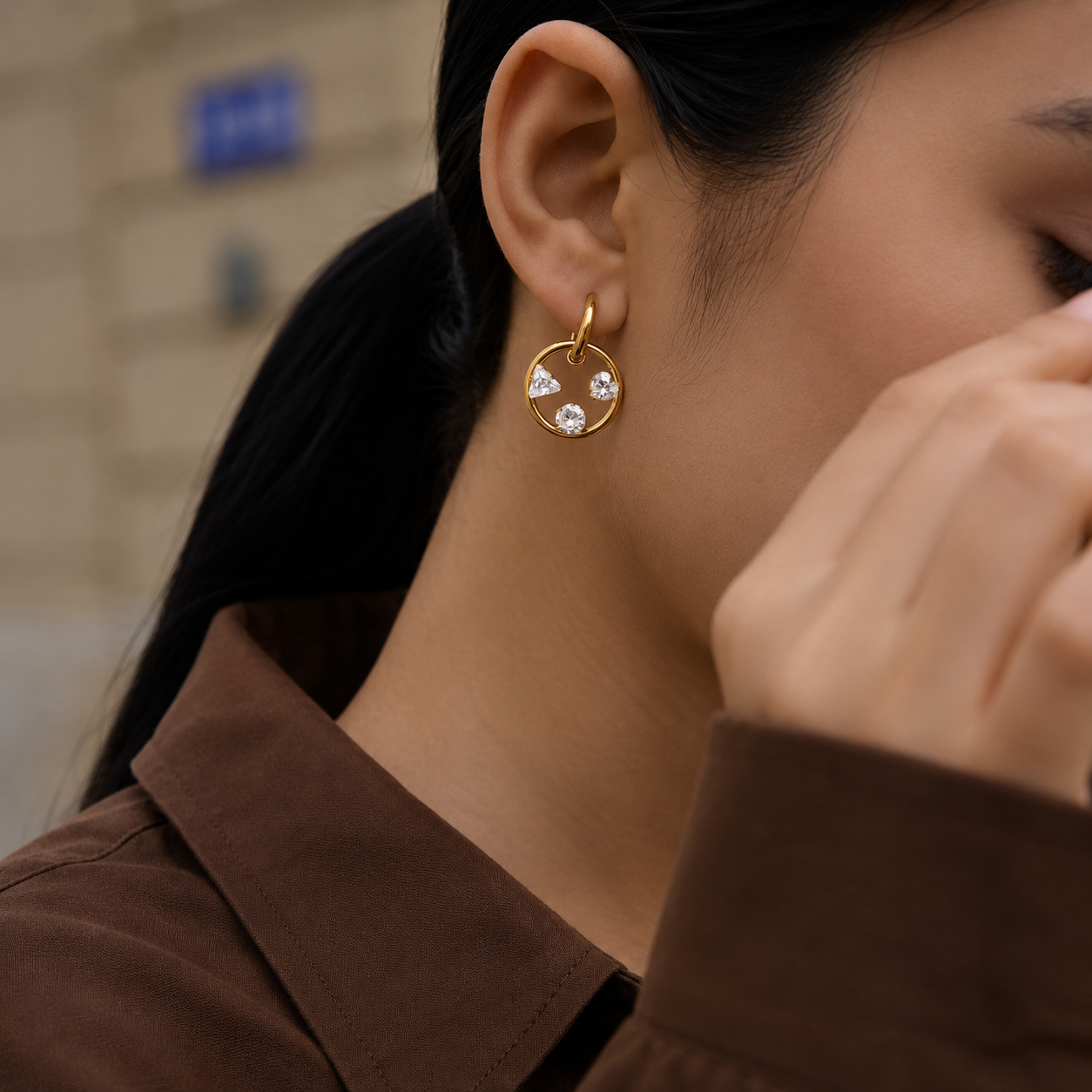 Aurélie Celestial CZ Circle Earrings