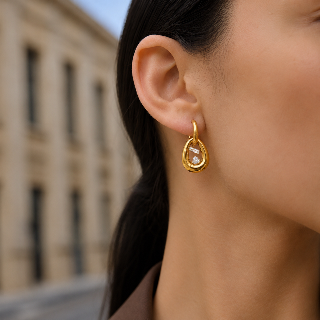 Vivienne Teardrop CZ Charm Earrings