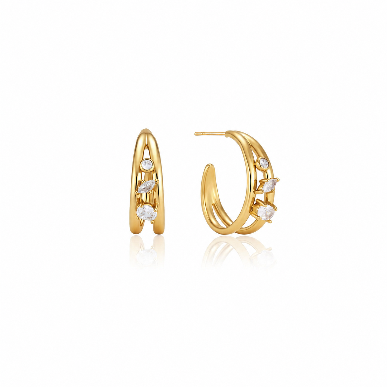 Rosalie Multi Stone Gold Hoop Earrings