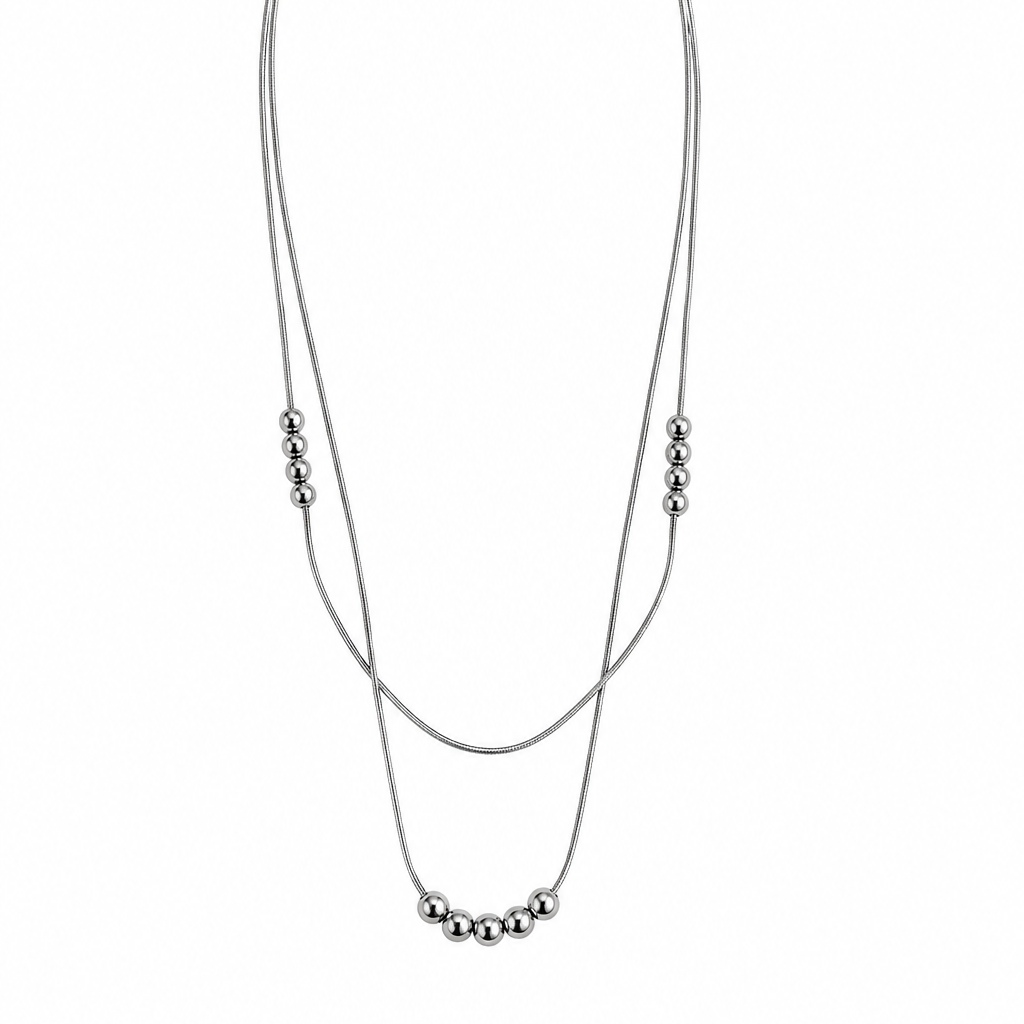 Luna Layered Snake Chain Bead Necklace