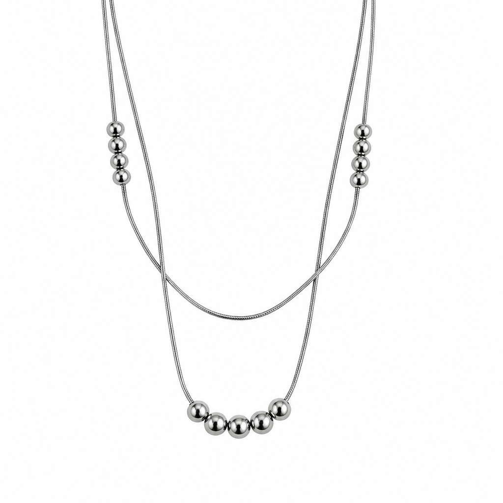 Luna Layered Snake Chain Bead Necklace