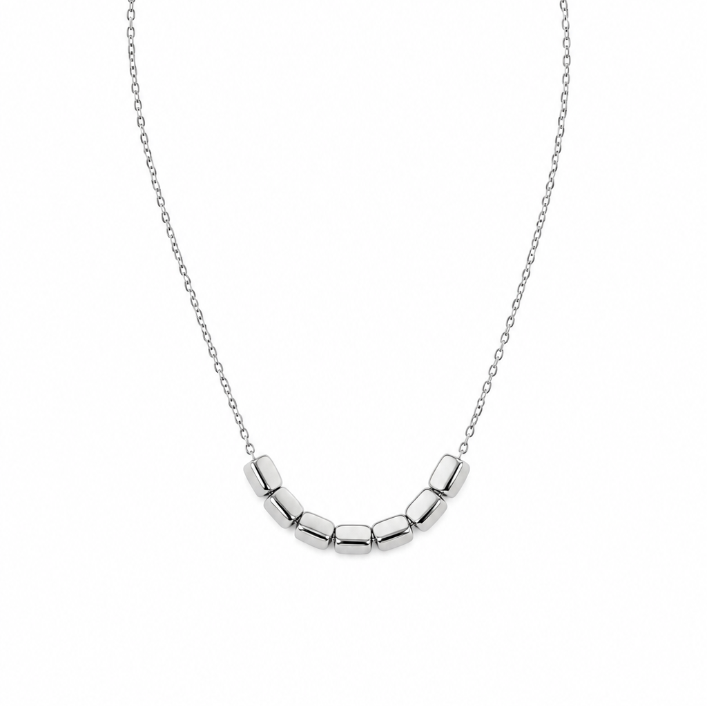 Ariana Silver Bead Bar Chain Necklace