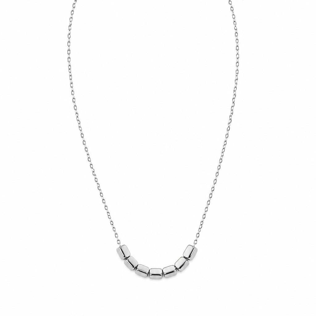 Ariana Silver Bead Bar Chain Necklace