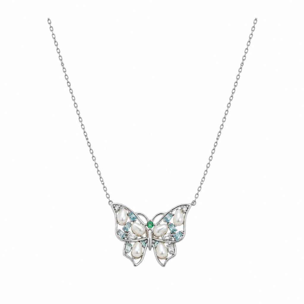 Elena Pearl Butterfly Statement Necklace