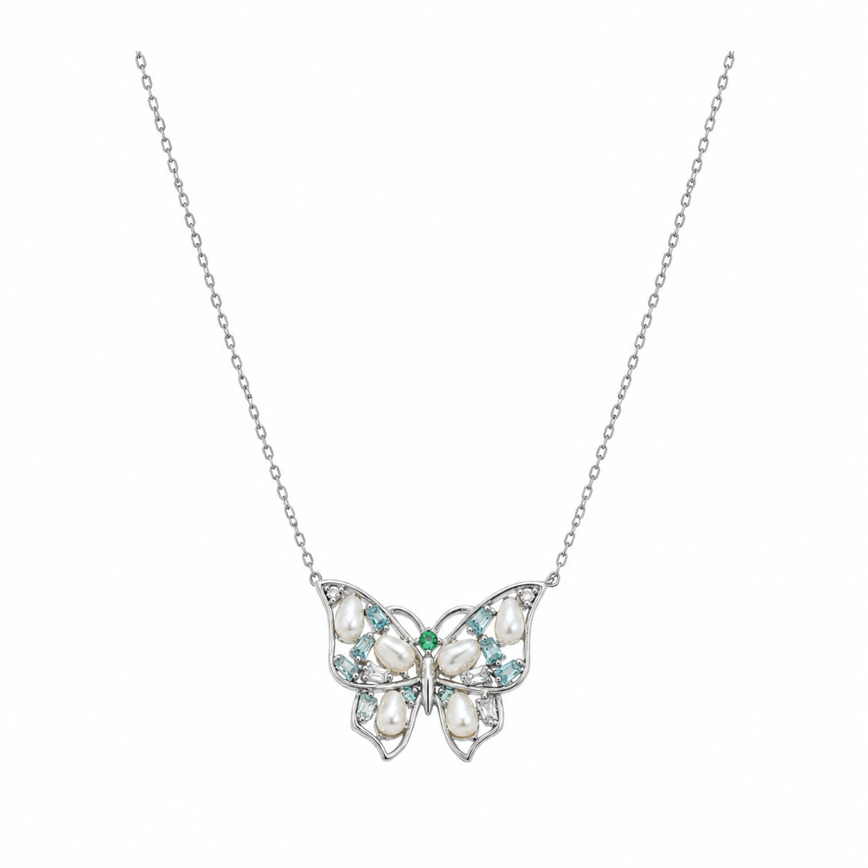 Elena Pearl Butterfly Statement Necklace
