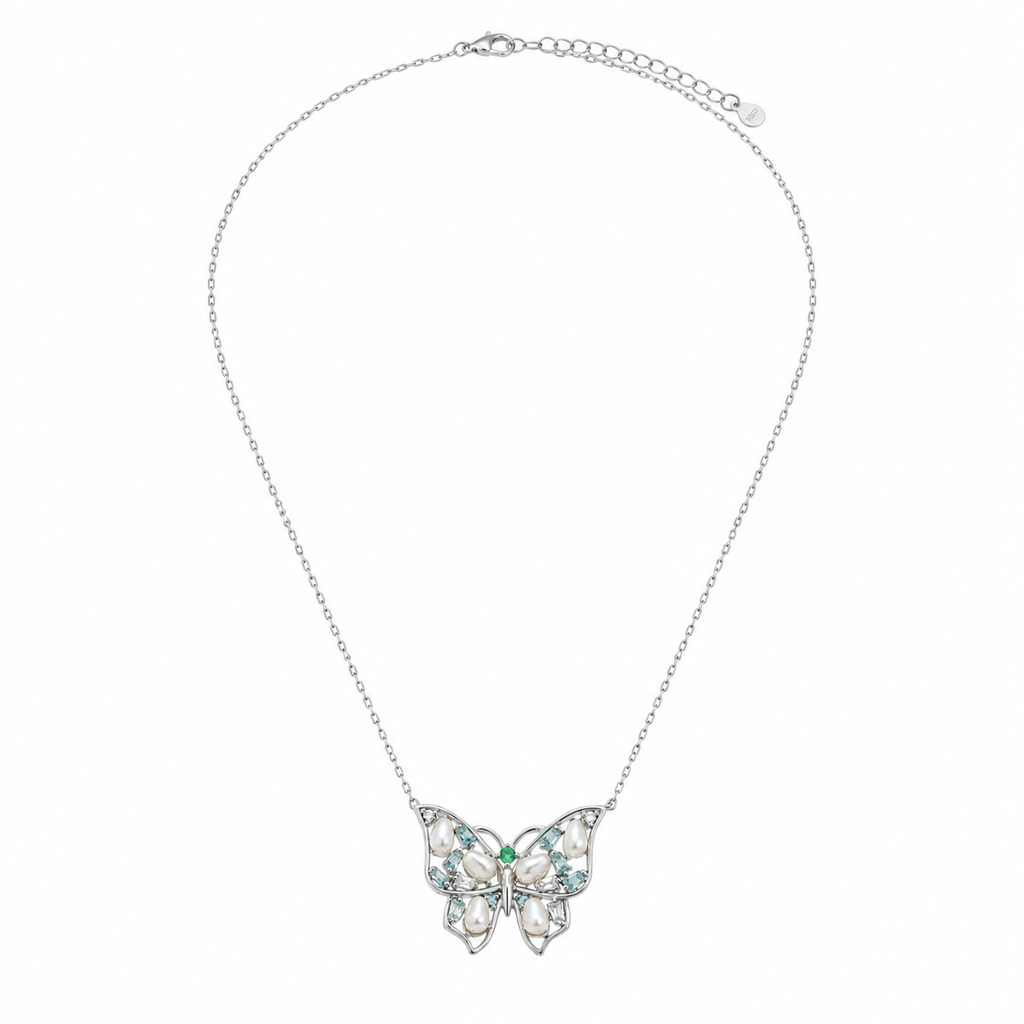 Elena Pearl Butterfly Statement Necklace