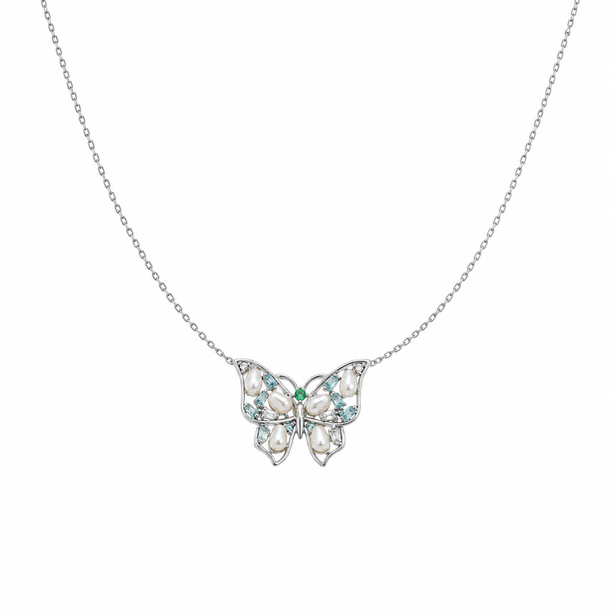 Elena Pearl Butterfly Statement Necklace