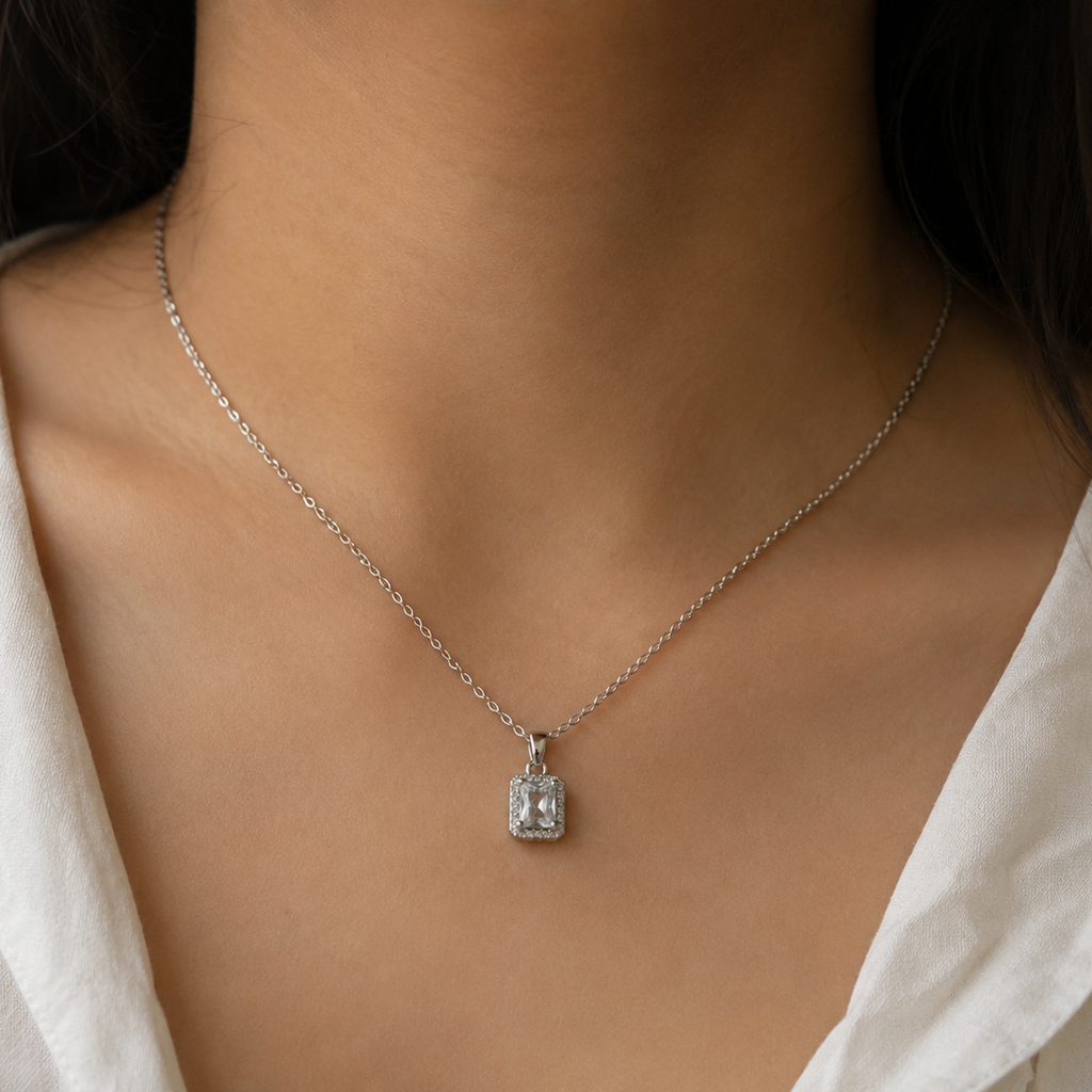 Nora Emerald Cut Cubic Zirconia Necklace