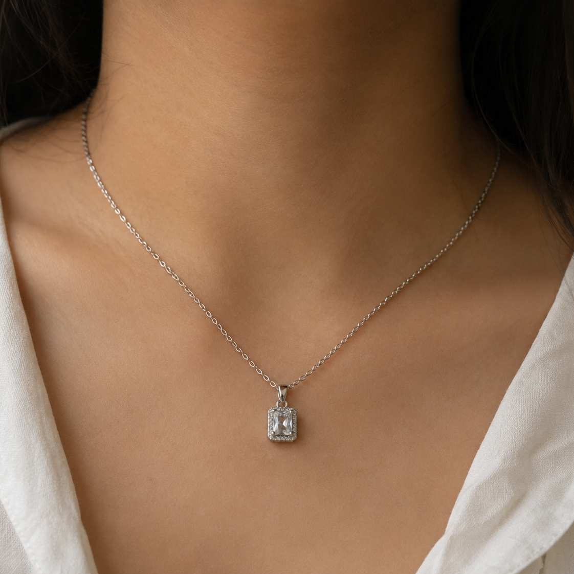 Nora Emerald Cut Cubic Zirconia Necklace