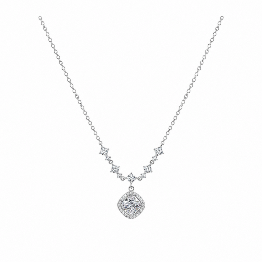 Celeste Princess Cut CZ Statement Necklace