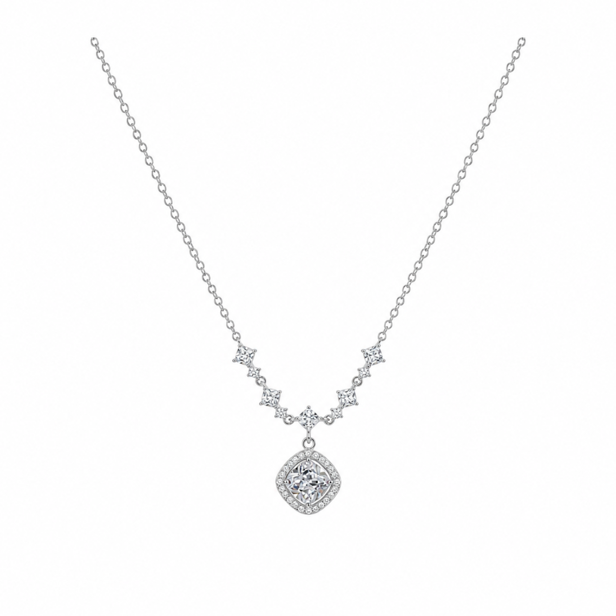 Celeste Princess Cut CZ Statement Necklace