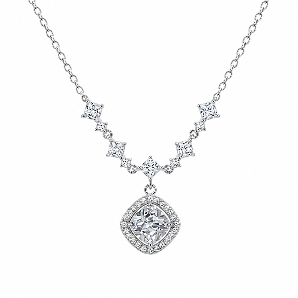 Celeste Princess Cut CZ Statement Necklace