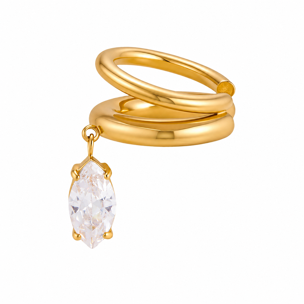 Elena Marquise CZ Gold Ear Cuff (Right)