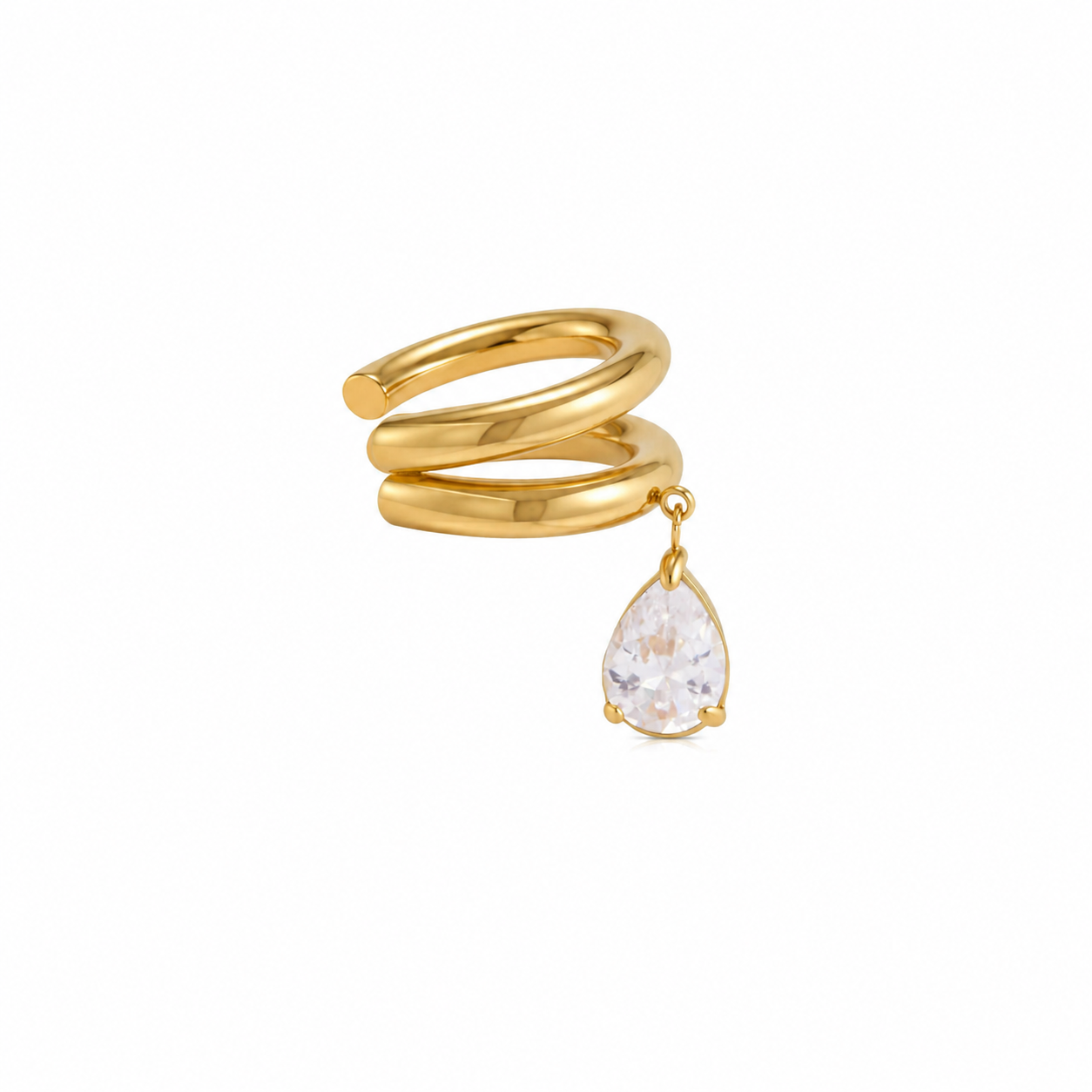 Aurora Teardrop Charm Gold Ear Cuff (Left)
