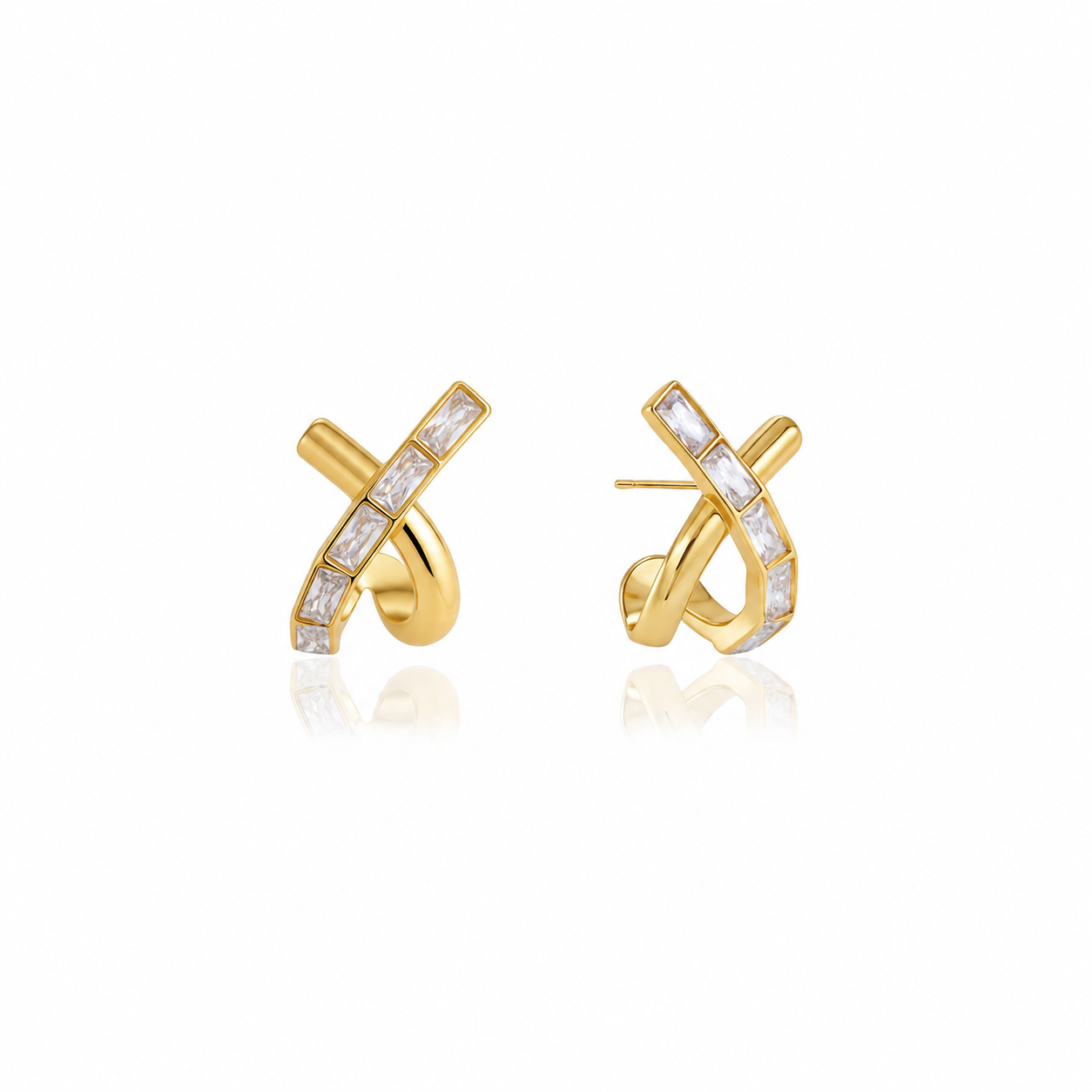 Vivi Baguette CZ Crossover Earrings