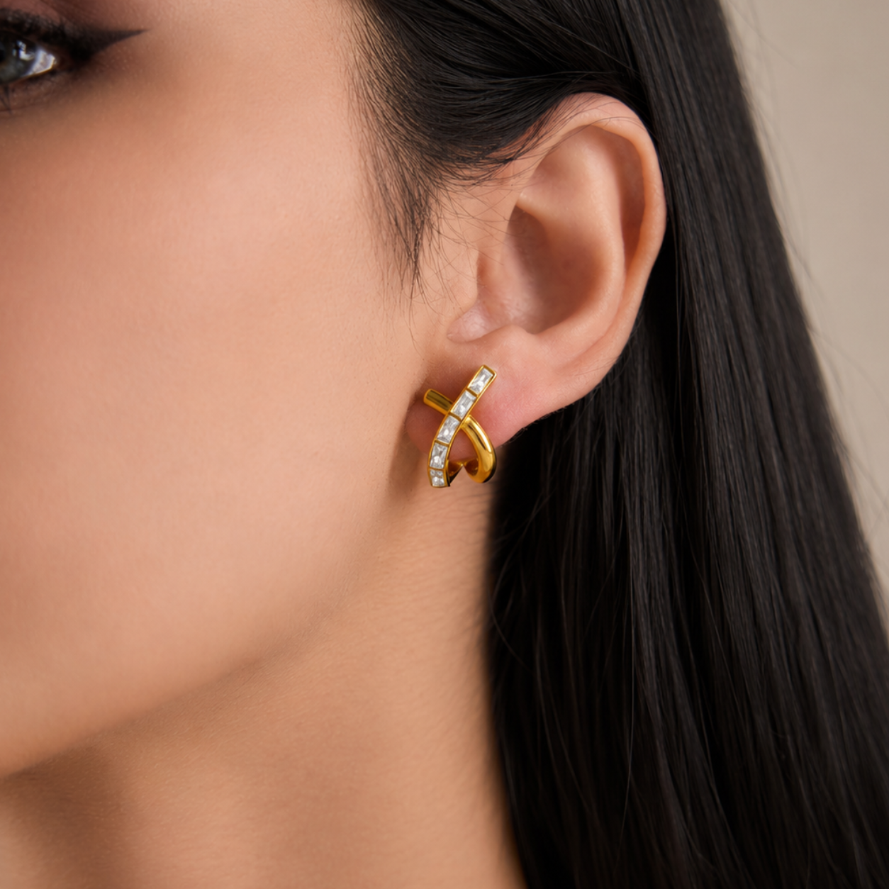 Vivi Baguette CZ Crossover Earrings