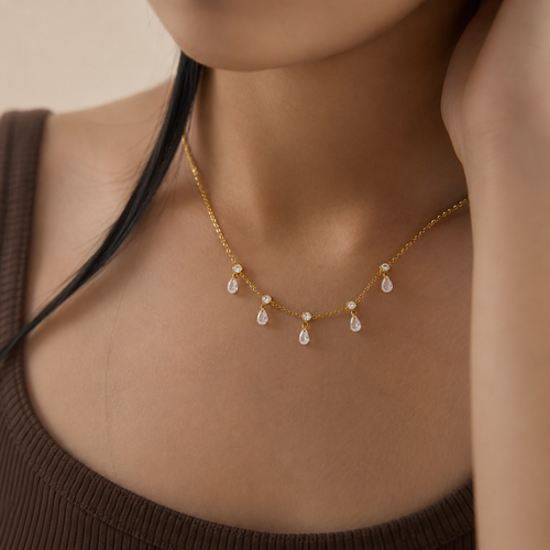 Aurora Pear Drop Station Necklace