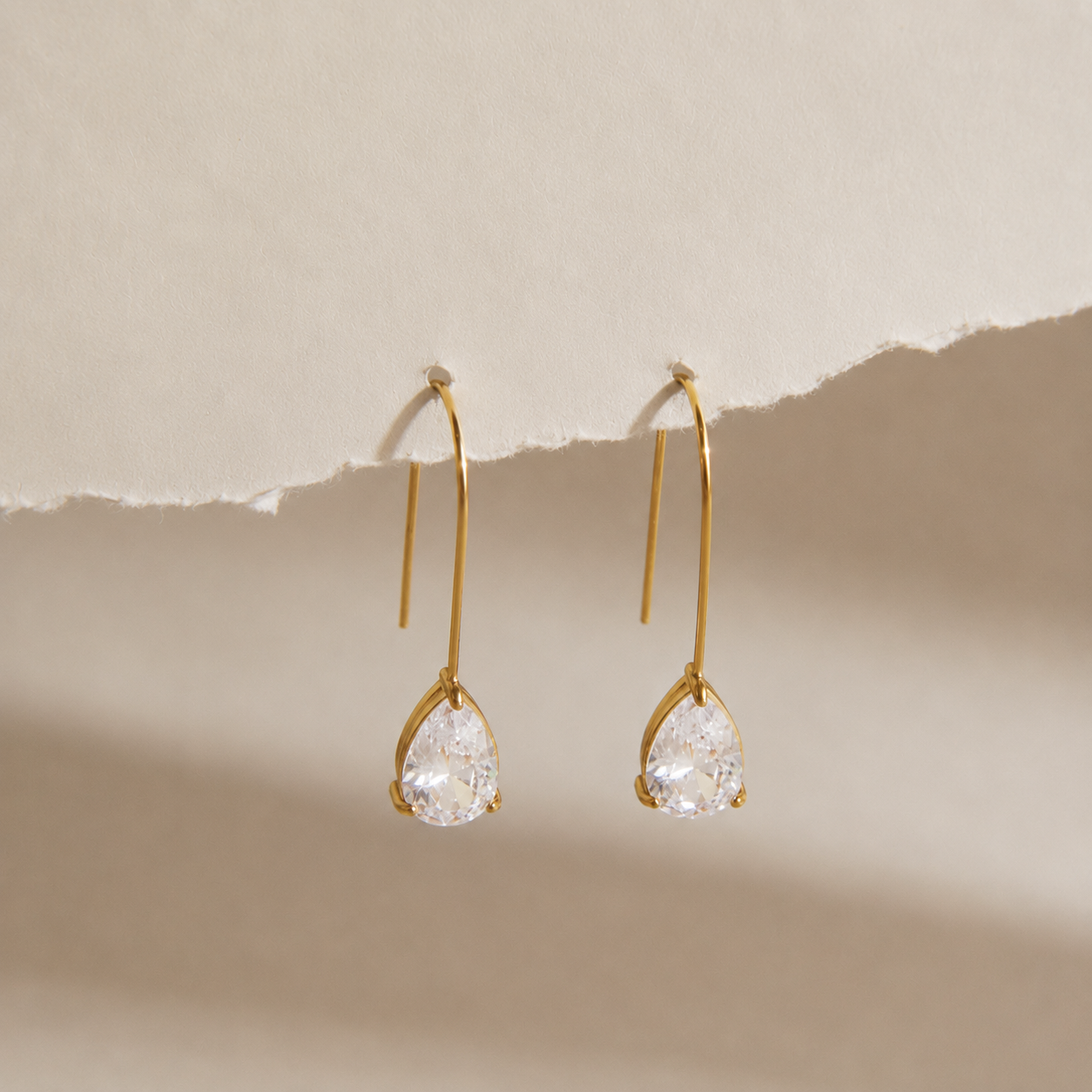 Isla Pear CZ Threader Earrings