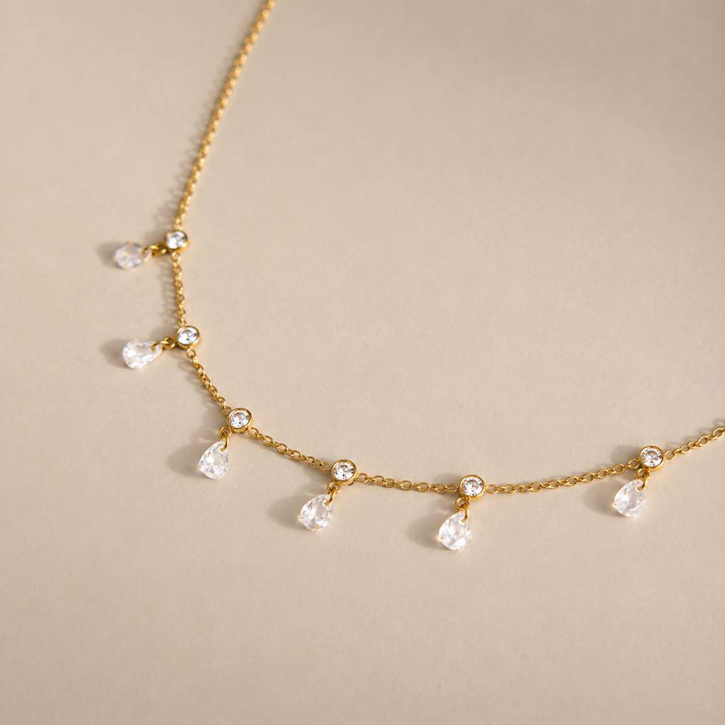 Aurora Pear Drop Station Necklace