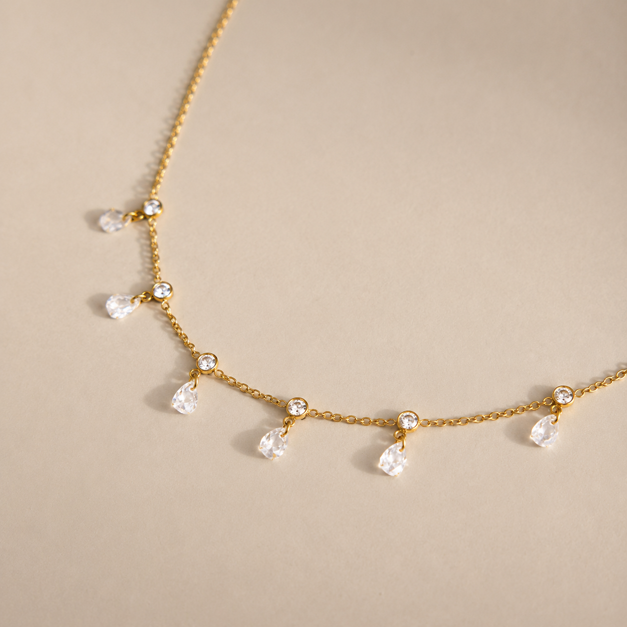 Aurora Pear Drop Station Necklace
