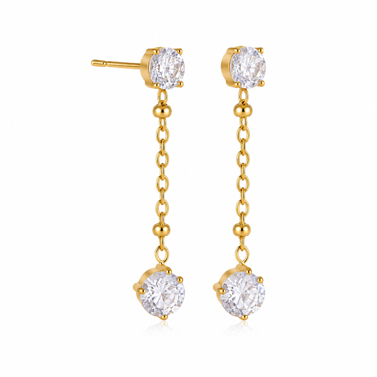 Sienna Round CZ Chain Drop Earrings
