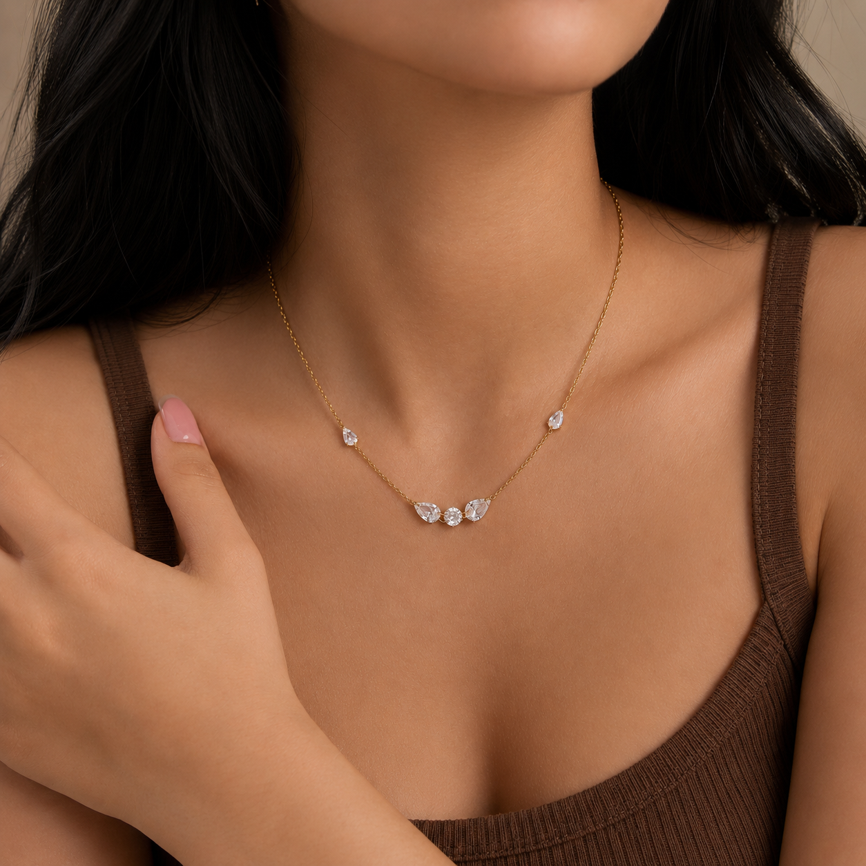 Celle Five Stone CZ Necklace