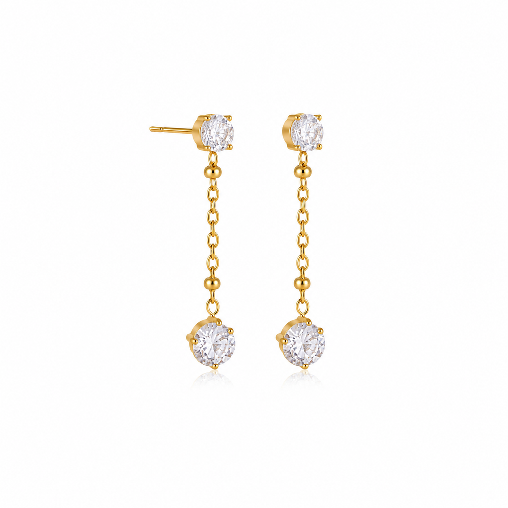 Sienna Round CZ Chain Drop Earrings