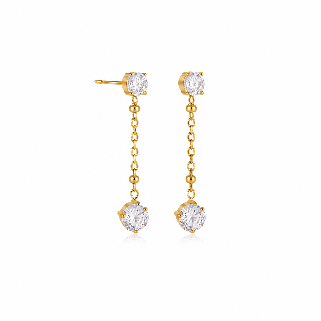 Sienna Round CZ Chain Drop Earrings