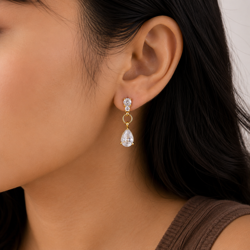 Noelle Teardrop CZ Earrings