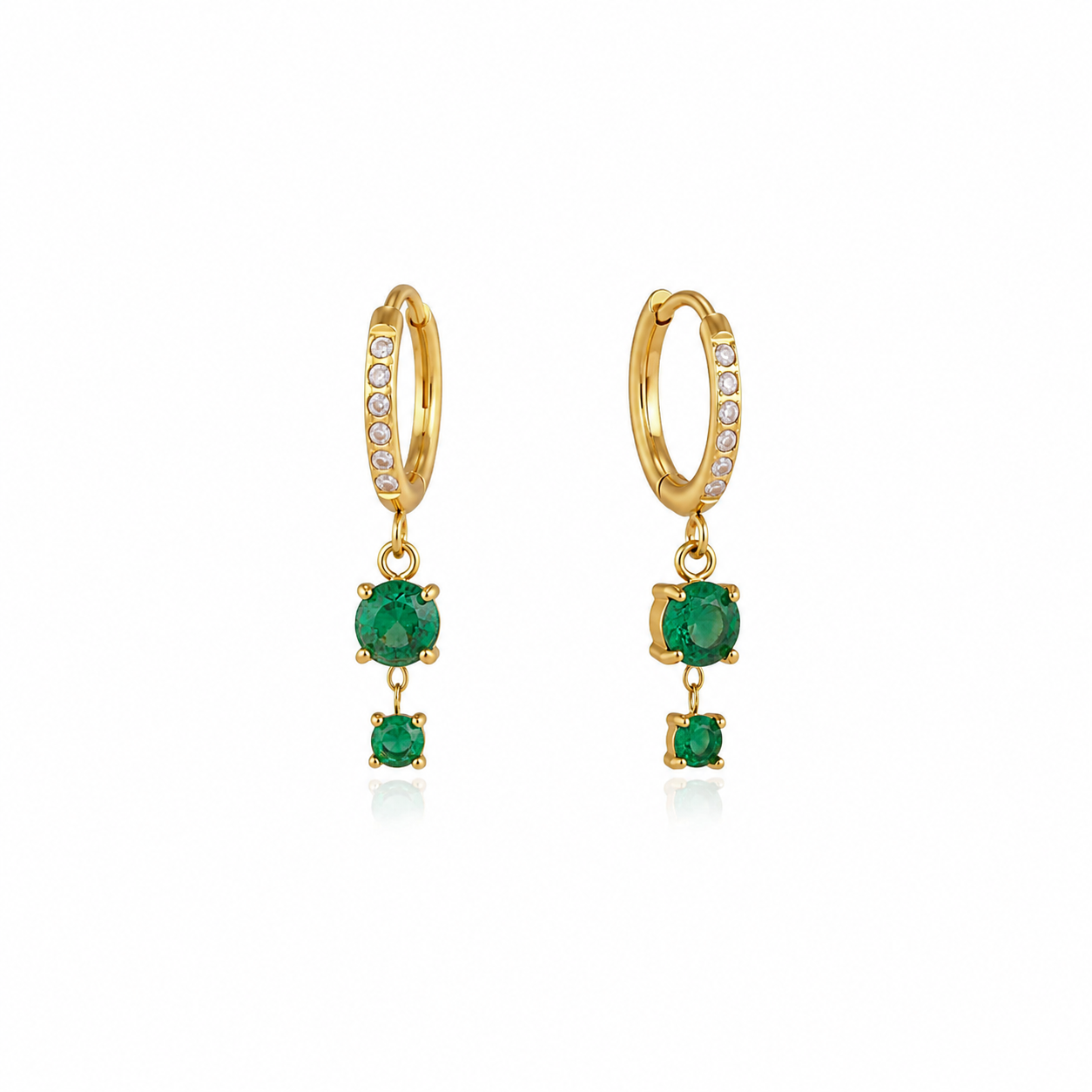 Genevieve Emerald Dangle Hoops