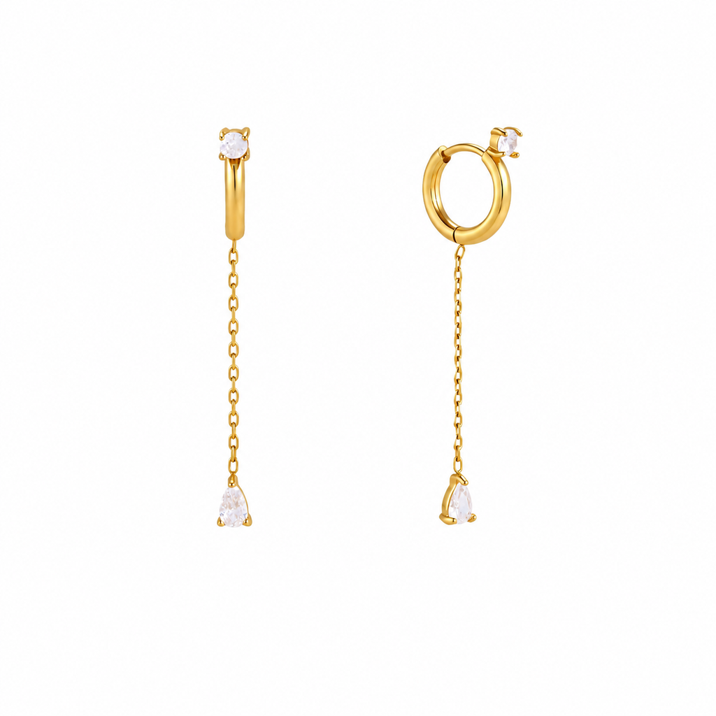 Olivia Chain Drop Hoop Earrings