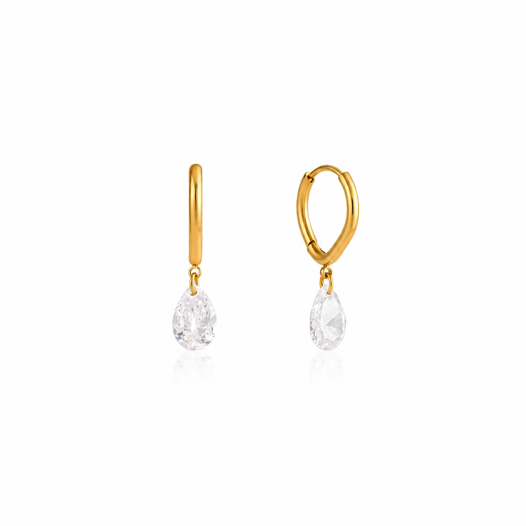 Sophia Pear Drop Hoop Earrings