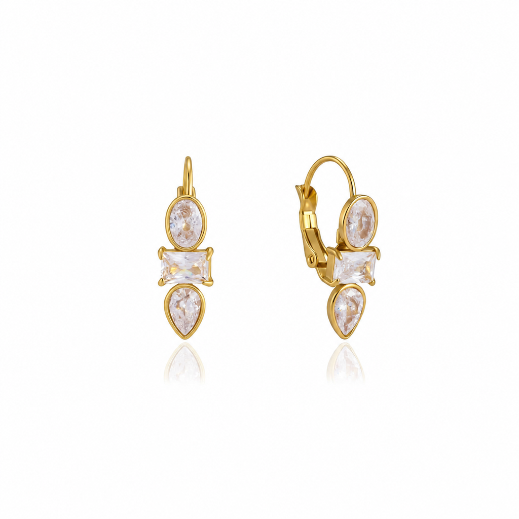 Amelia CZ Geometric Hoop Earrings