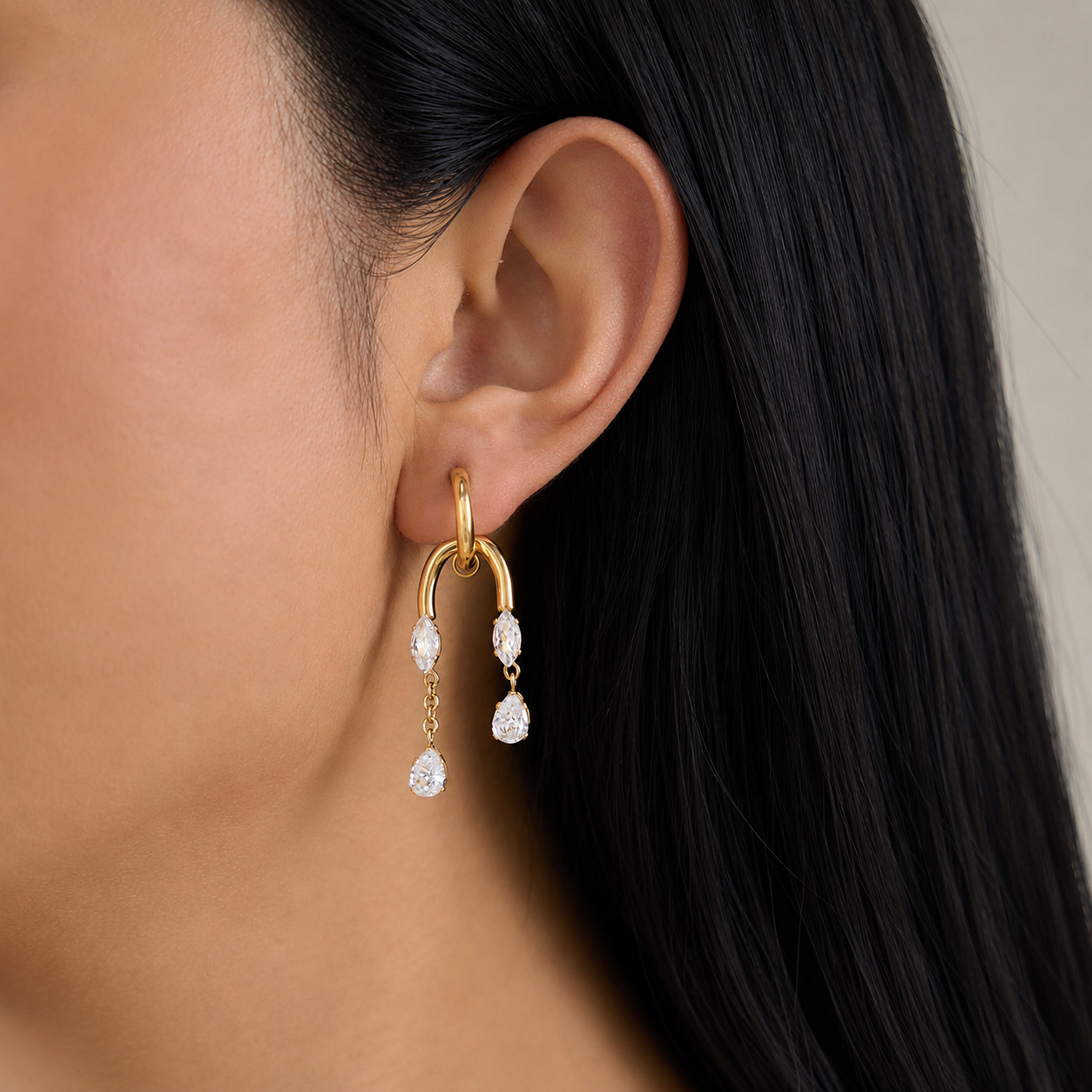 Seraphina Crystal Drop Hoop Earrings