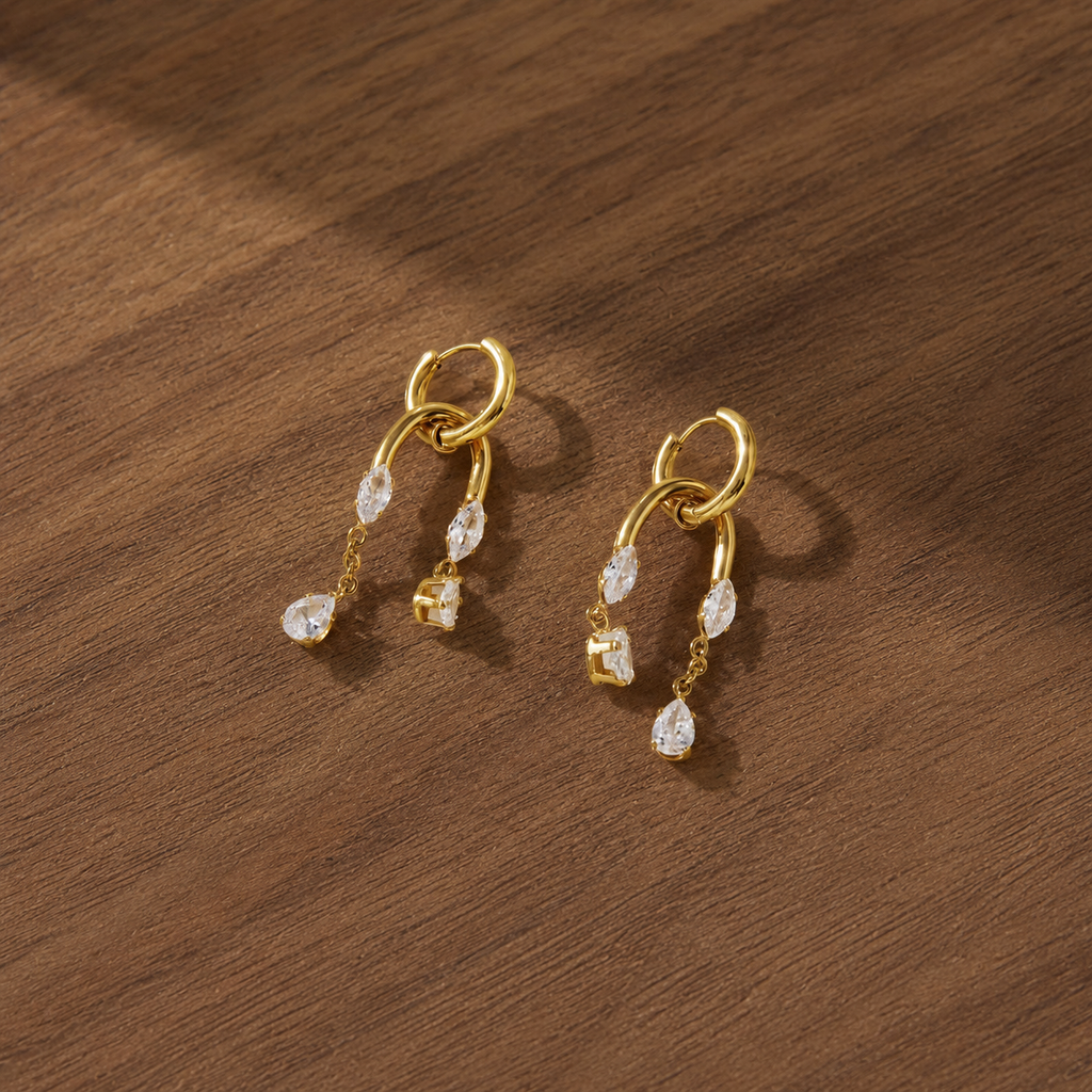 Seraphina Crystal Drop Hoop Earrings