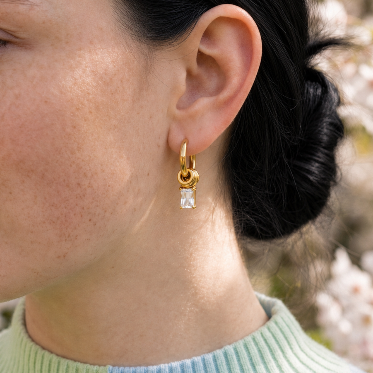 Amara Baguette Hoop Earrings