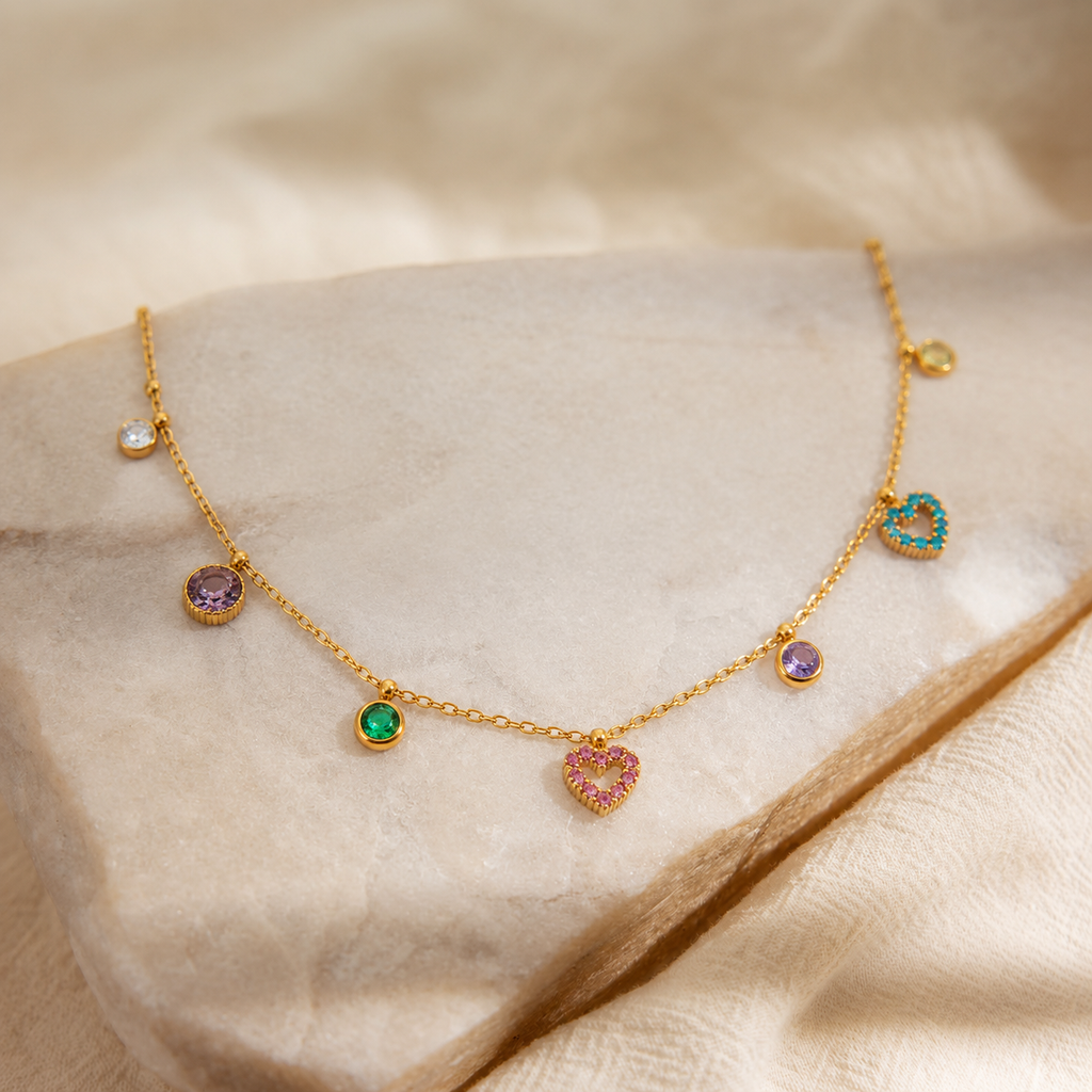 Rosalie Rainbow Heart Necklace