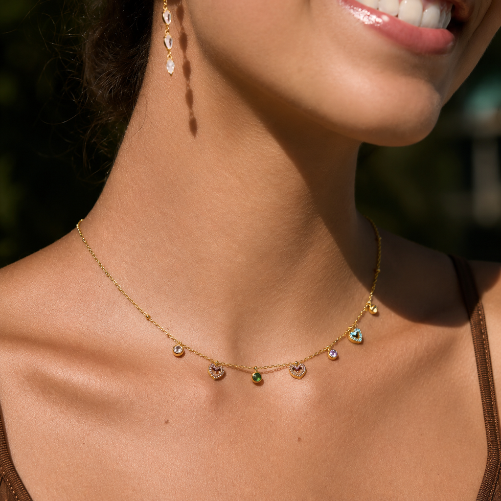 Rosalie Rainbow Heart Necklace