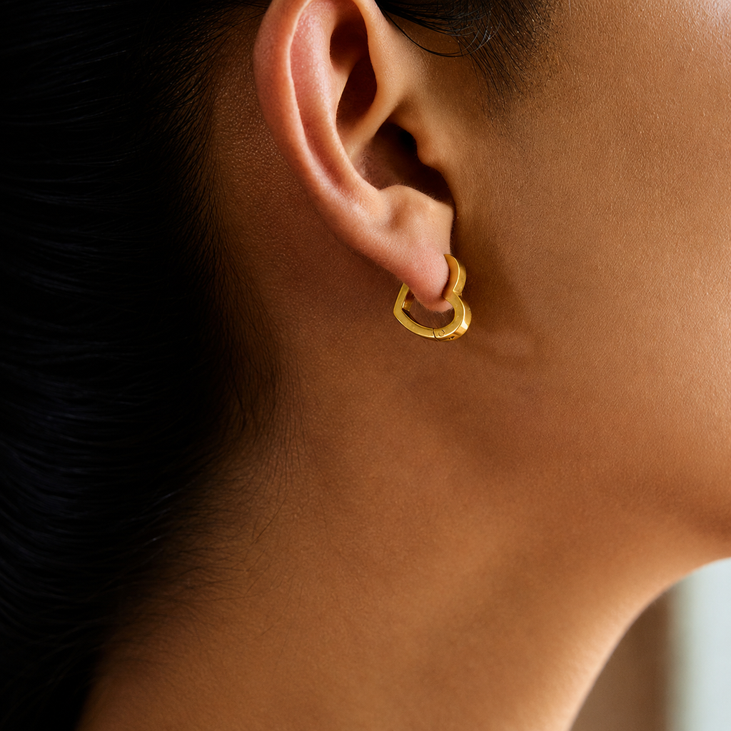 Kiara Gold Heart Hoop Earrings