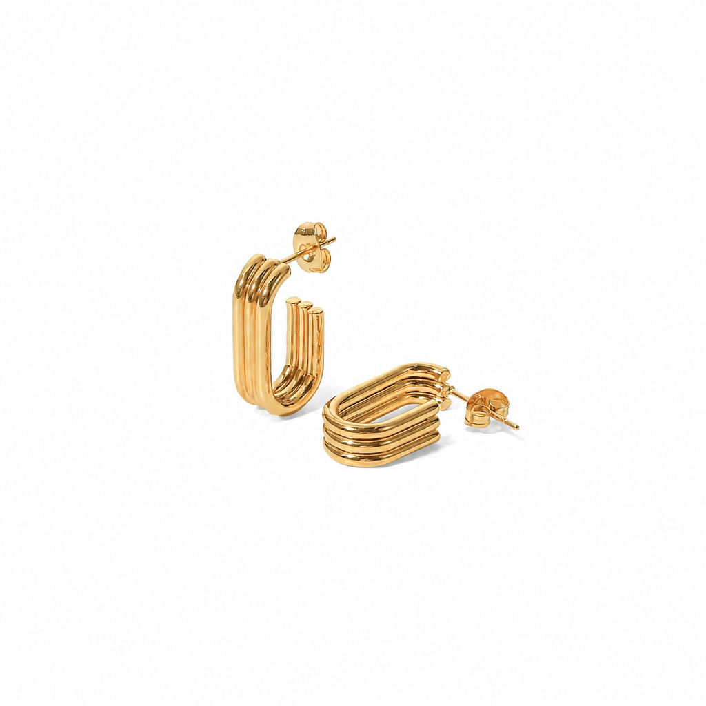 Selene Geometric Gold Hoop Earrings